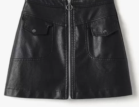 韩版高腰半身A字裙 很软的皮质，光腿穿或者...