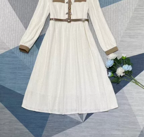 冬装新款连衣裙实物拍摄！撞色拼接绒面蕾丝连...