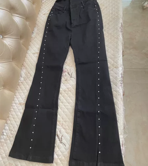 牛仔系带钻牛子裤，带子可以做背带可以系腰自...
