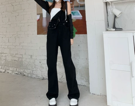 ZAZN2022春秋新品少女显瘦阔腿盐系背...