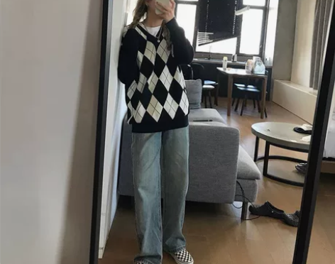 王少女的店直筒牛仔裤2022秋冬新款宽松高...