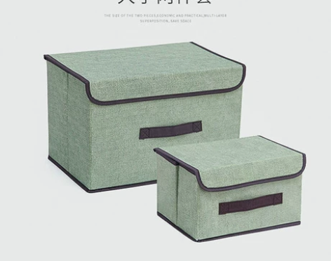 布艺折叠收纳箱储物整理带盖防尘便携盒衣物杂...
