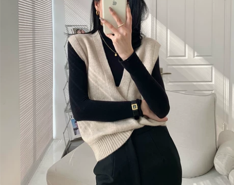针织马甲背心女2022春秋款法式气质V领宽...