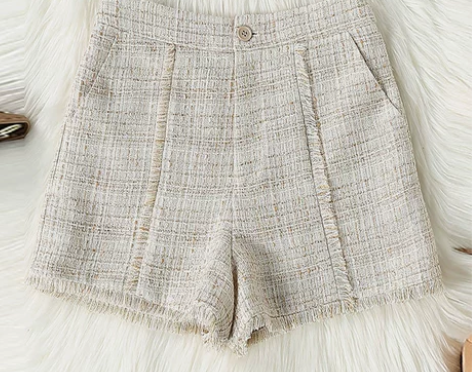 小香风粗花呢短裤春夏季新款chic名媛女…...