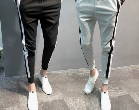 精神小伙裤子夏季九分裤男韩版潮流修身束脚小...