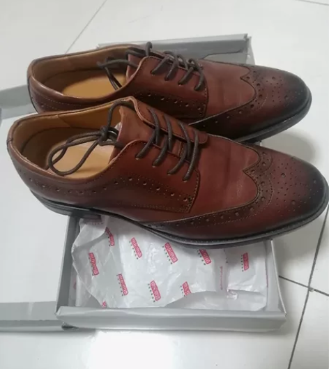 京东京造41码 头层牛皮英伦风系带布洛克男...