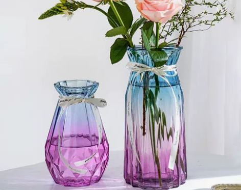 两件套北欧ins风玻璃花瓶透明干花客厅插花...