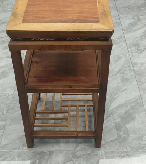 民国老家具茶几花架一个有过修整，材质边框水...