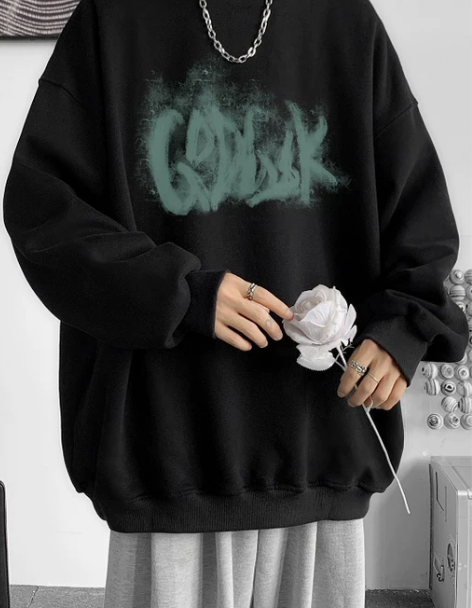 白色卫衣男春秋季大码oversize小众高...