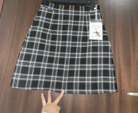 黑白格子复古包臀裙短裙，全新带吊牌 P3-...
