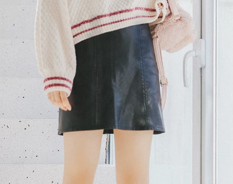 皮裙女2018新款秋装高腰a字裙chic早...