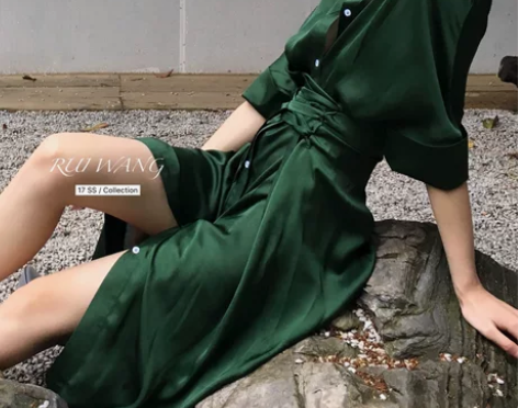 RUI WANG v领连衣裙复古衬衫裙女2...