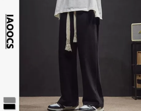 22新款休闲裤男春秋季直筒宽松阔腿裤韩版潮...