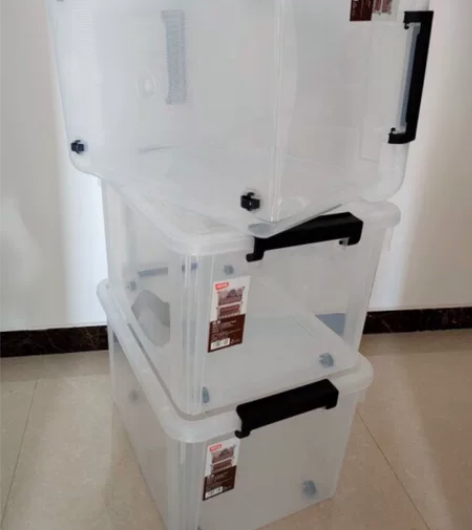 禧天龙 加厚收纳箱大号55升×3个 透明储...