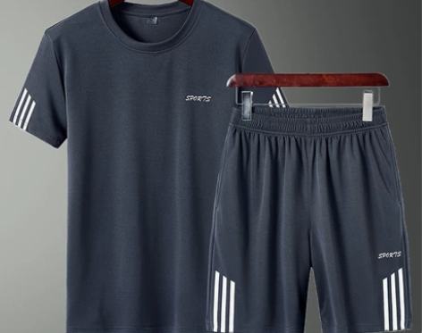 男装夏天运动套装男短裤两件套男士短袖t恤运...