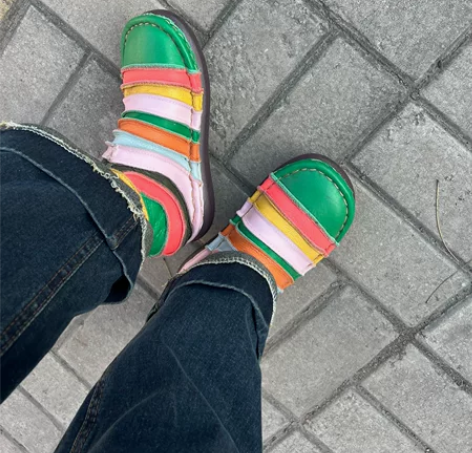 牛皮拼色大头娃娃鞋 260买的 仅穿一次 ...