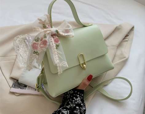 网红单肩包蕾丝蝴蝶结手提包女士包包2021...