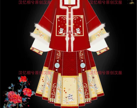 汉服汉忆相兮原创明制拜年服冬款加厚大码胖妹...