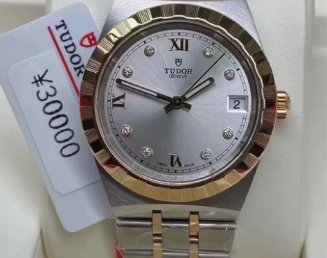 帝舵28403 皇家系列女表，银色盘面/刻...