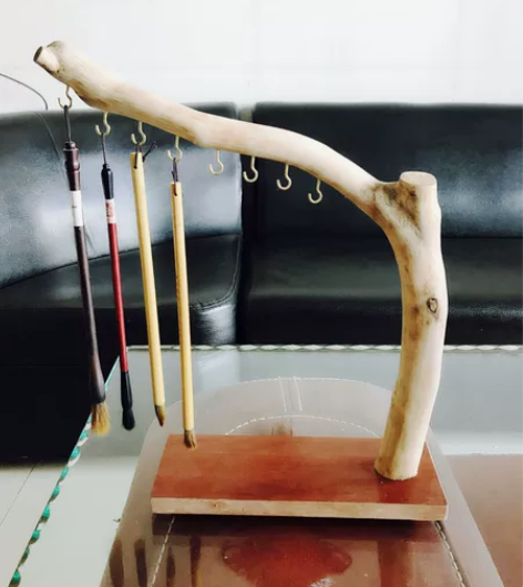 全新香樟木笔架,榫卯工艺,纯手工原木制作毛...