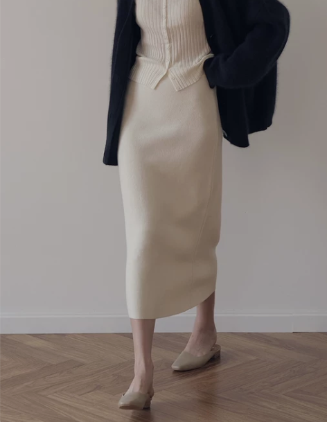 短裙半身裙白色高腰加厚羊毛针织女秋冬羊绒直筒