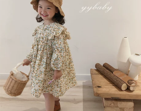 女童连衣裙儿童裙子长袖春装2021新款棉麻...