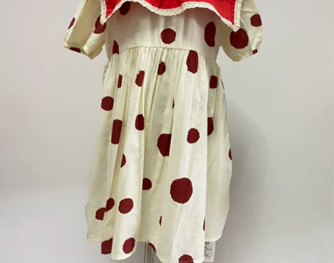 古田品牌 娃娃领波点连衣裙 碎花田园风儿童...