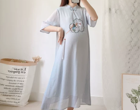 复古连衣裙中国风民族中长款孕妇装夏季改良旗...