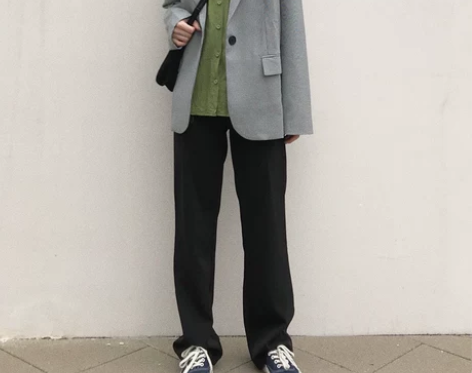 西装阔腿裤女春秋高腰宽松垂感黑色直筒长裤夏...