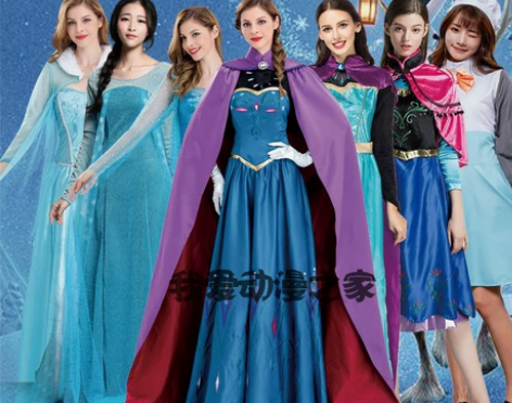 迪士尼冰雪奇缘cos艾莎女王安娜公主雪宝大...