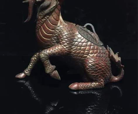 纯铜麒麟熏香炉，工艺精美，包浆厚重，尺寸如...