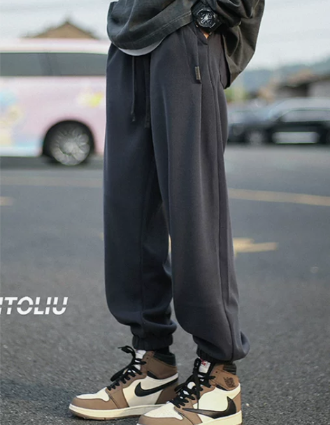 裤加绒 加厚裤子310G重磅卫裤男生秋冬季...