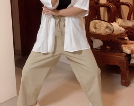 休闲工装裤 高腰系带设计 无弹力 纯棉...