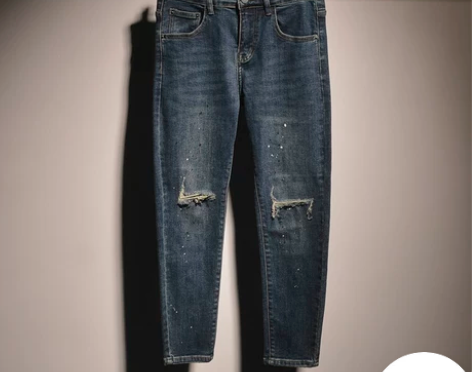 夏季潮流喷墨修身九分牛仔裤男士鸟店男装韩版...