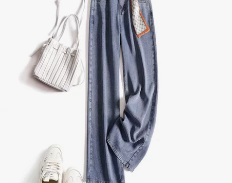 垂坠感 2022春夏柔软天丝牛仔裤 高腰百...