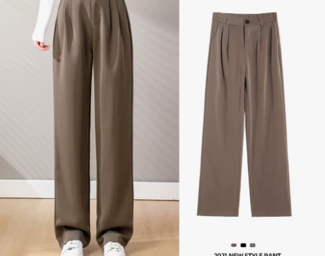 西装阔腿裤女梨形身材大码秋季高腰显瘦拖地裤...