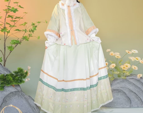 清梳原创汉服女花儿朵朵明制方领加绒加厚对襟...