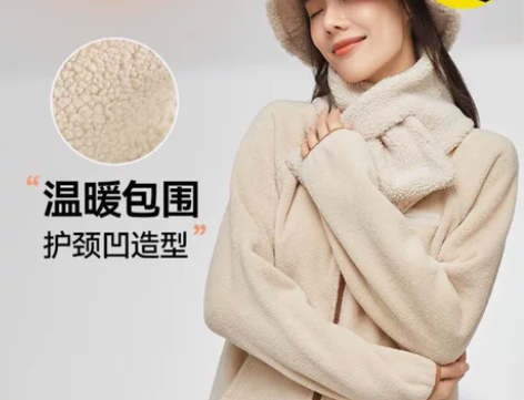 MOLYVIVI仿羊羔绒暖暖围脖围巾（暖白...