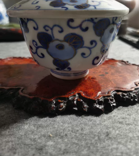 清末民国昭和时期老柴窑手绘青花描金盖碗茶碗...