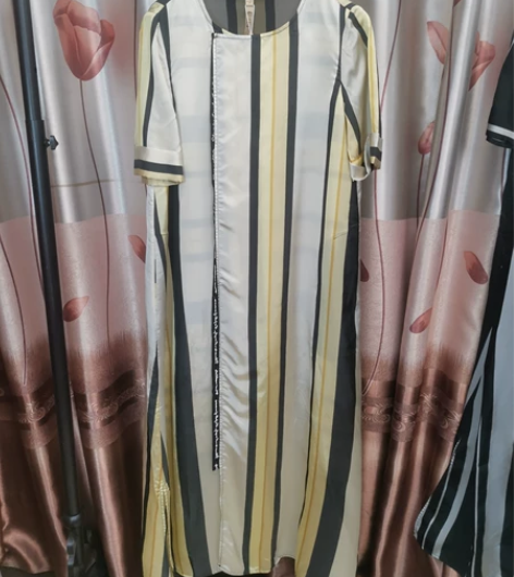 EIN言小A型连衣裙不规则宽窄条纹设计复古...