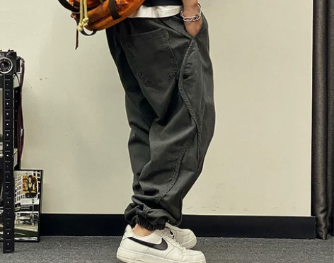 裤子长裤设计感秋冬加绒重磅复古美式男潮牌工...