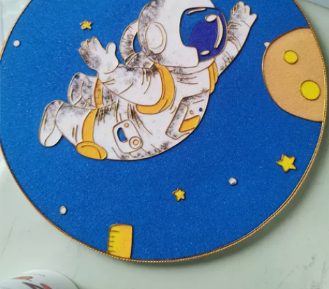 景泰蓝掐丝珐琅工艺画 宇航员 尺寸：直径2...