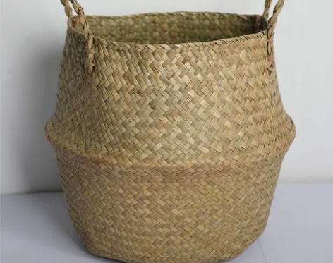 北欧海草编织花篮花盆天堂鸟琴叶榕龟背花盆宜...