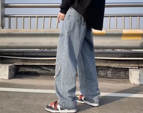 vibe炸街牛仔裤男宽松直筒oversiz...