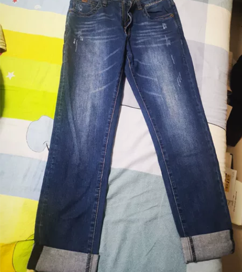 唐狮蓝色直筒修身男士牛仔裤,实体店购买,1...