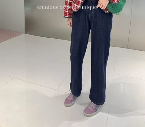 ?ufx茶茶 牛仔裤女秋季新款韩版百搭宽松...