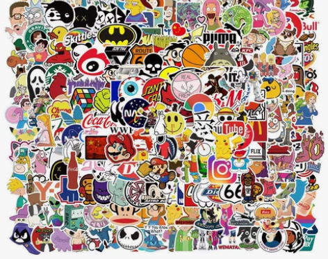 50张90后经典贴纸潮牌卡通动漫ins风手账装饰贴纸防水贴纸...