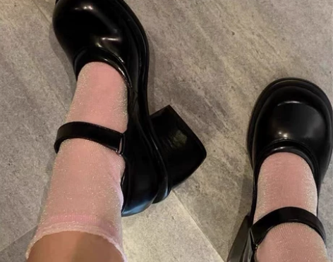 单鞋22秋冬黑色法式高跟鞋玛丽珍粗跟圆头日...