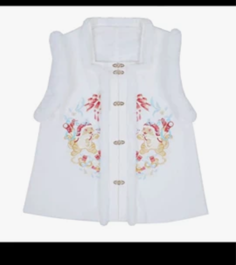 白色短比甲L码 过年穿了一次 裳云兮新年战衣《福虎呈祥》明制...