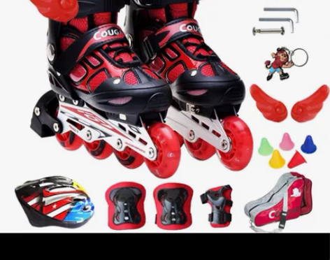 正品美洲狮溜冰鞋儿童全套装可调闪光轮滑鞋旱冰鞋滑… 颜色分类...